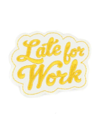White & Gold Late for Work Patch