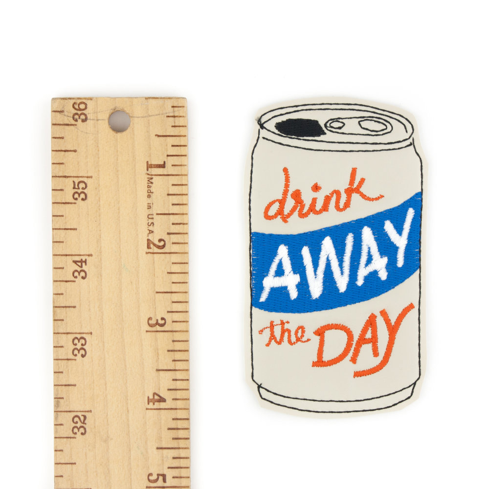 Drink away the day embroidered iron on patch by Crewel and Unusual