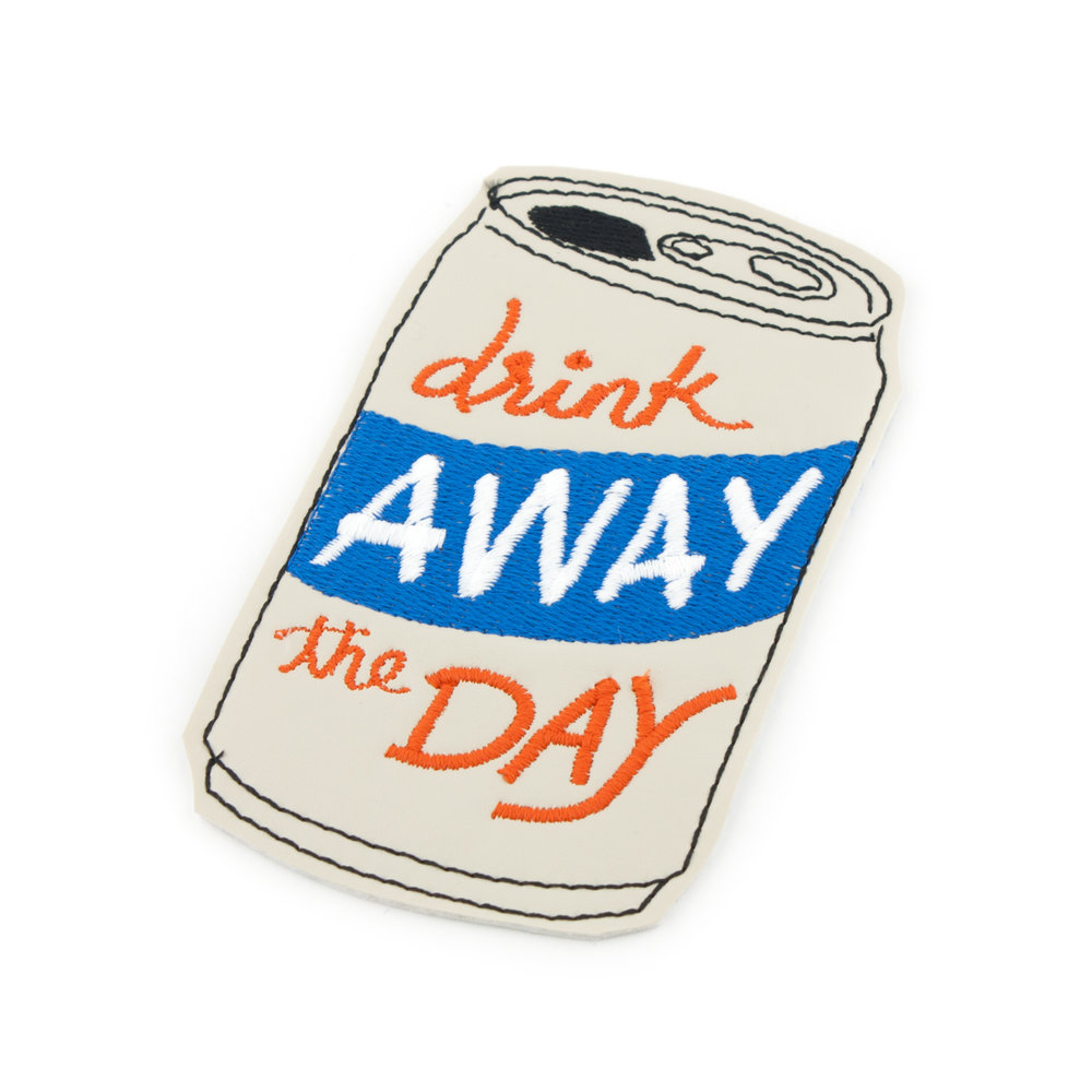 Drink away the day embroidered iron on patch by Crewel and Unusual