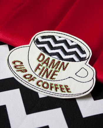 Damn Fine Coffee embroidered patch by Crewel and Unusual