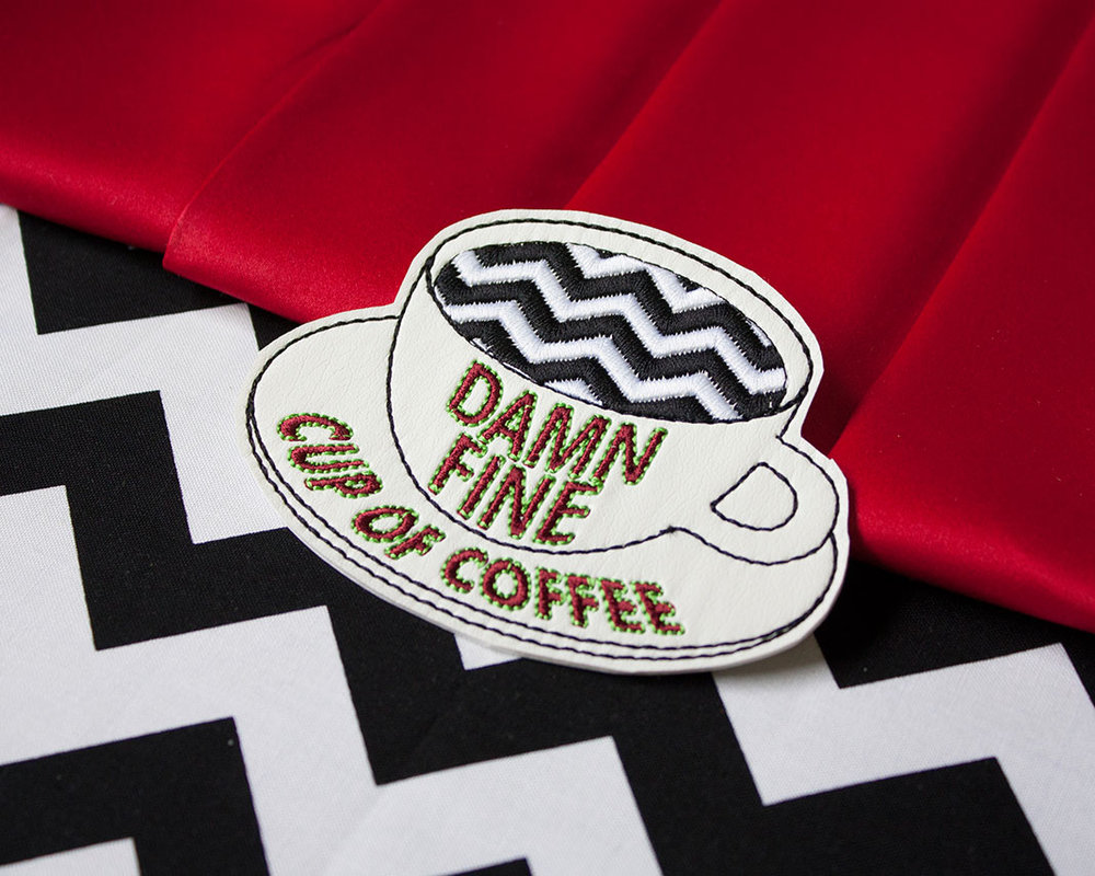 Damn Fine Coffee embroidered patch by Crewel and Unusual