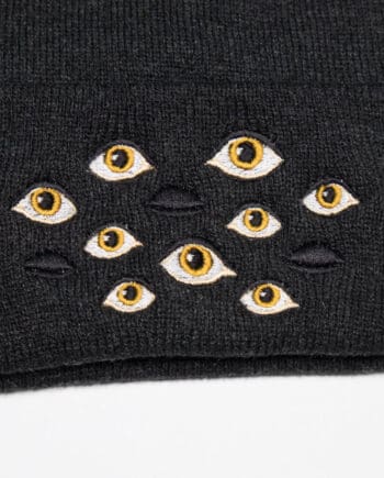 Many Eyes embroidered beanie by Crewel and Unusual