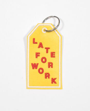 Late for Work embroidered keychain by crewel and unusual