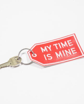 My time is mine embroidered keychain by crewel and unusual