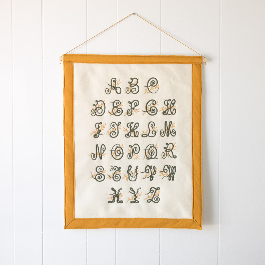Embroidered Snake Alphabet Banner by Crewel and Unusual