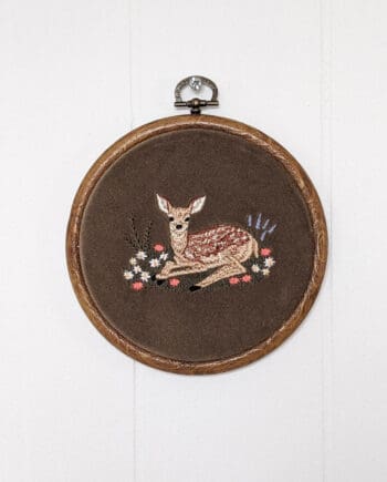 Fawn in the Wildflowers Embroidery Hoop
